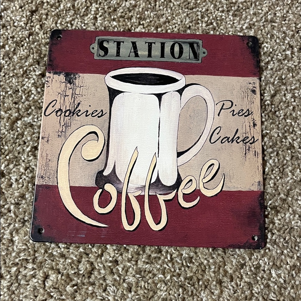 Vintage style metal Coffee Station Sign